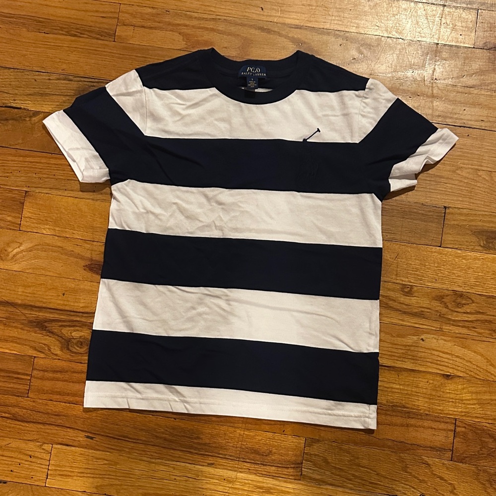 Polo by Ralph Lauren Men's Short Sleeve Navy and White Tee